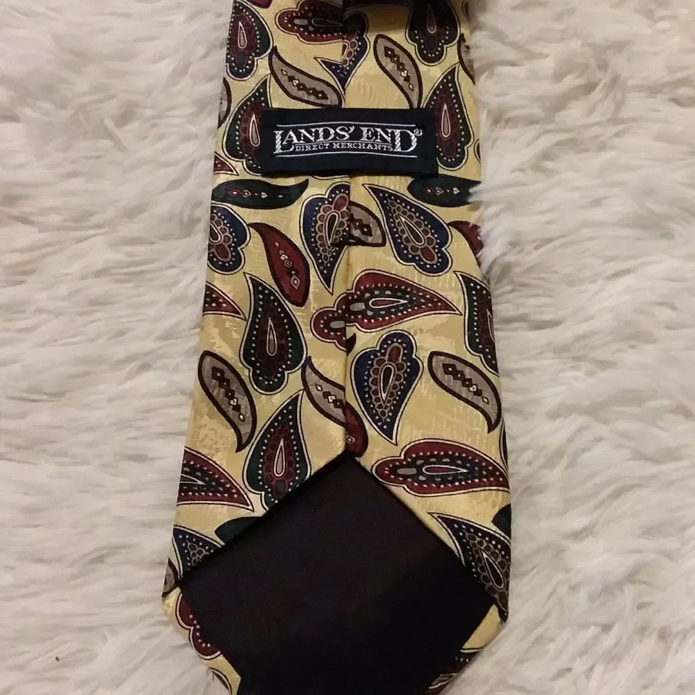 LANDS' END Silk‎ TIE Necktie Paisley Neckwear